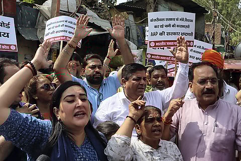 BJP protest over Delhi water crisis